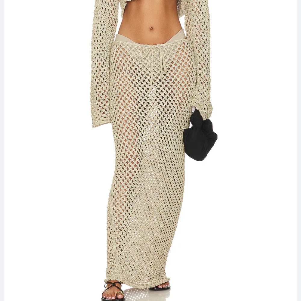 Bananhot Magen Knit Maxi Skirt in Beige Crochet Maxi Skirt M/L - Picture 2 of 13